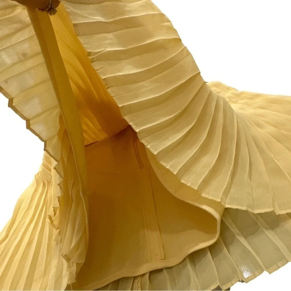The Kooples Designer A-Line Pleated Yellow Skirt  Women’s size EU38 US 2 - Picture 5 of 13